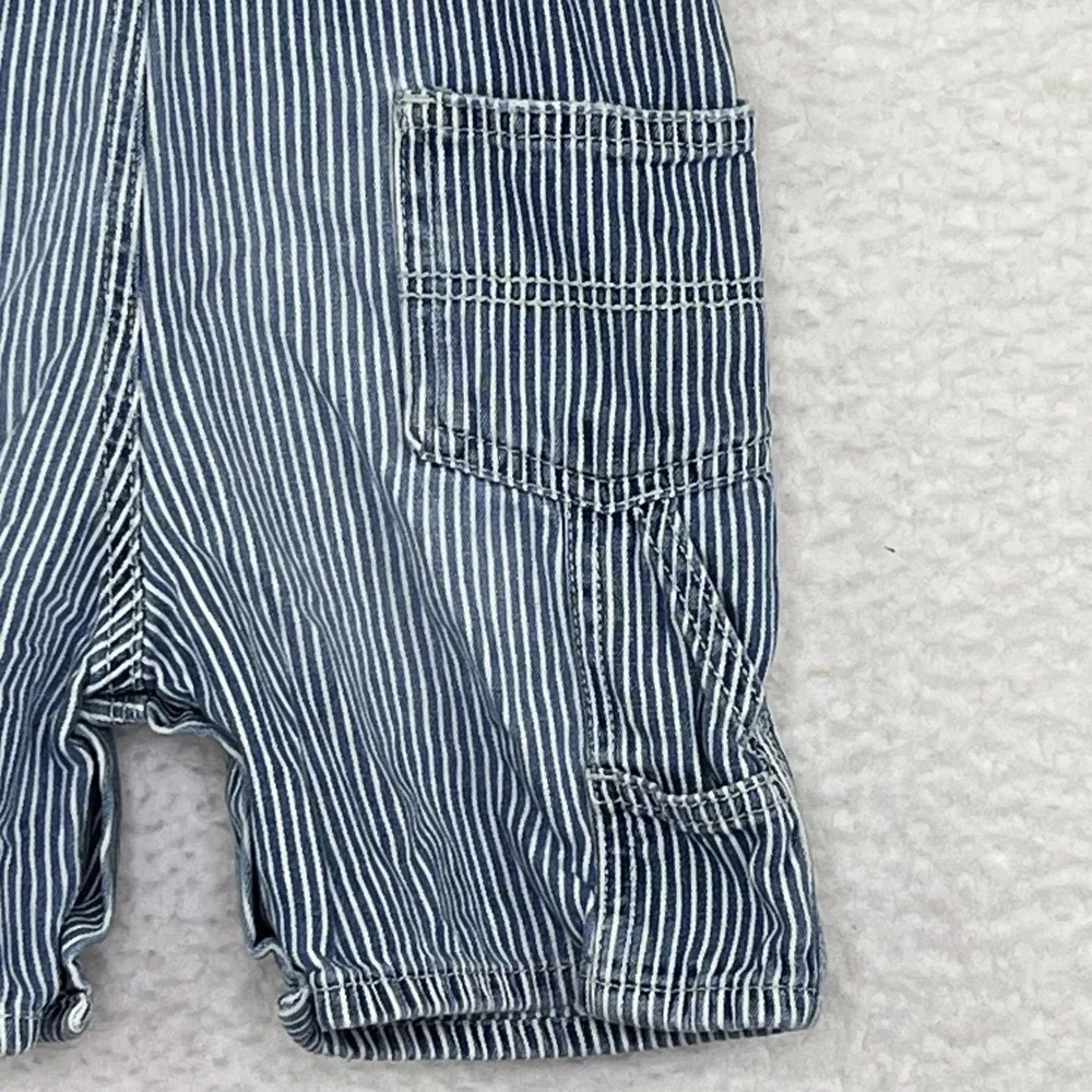 OshKosh Bgosh Kids Hickory Stripe Denim Overalls Blue White Shortalls Bibs